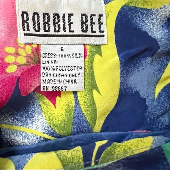 Vintage Robbie Bee Silk Tropical Floral Faux Wrap Maxi Dress with Side Tie 6 - Picture 6 of 6